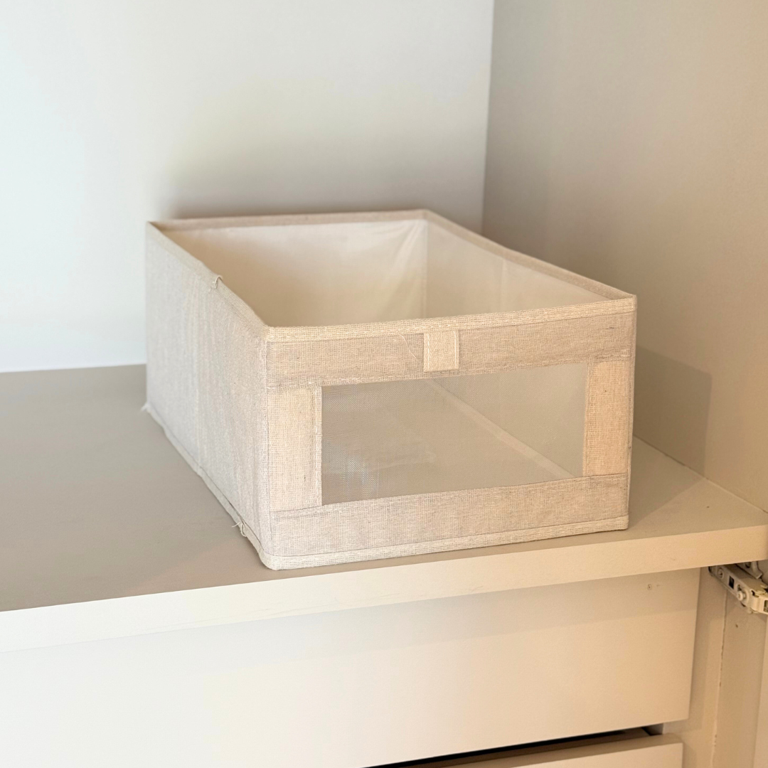 Panier de Rangement en Tissu avec Fenêtre Transparente