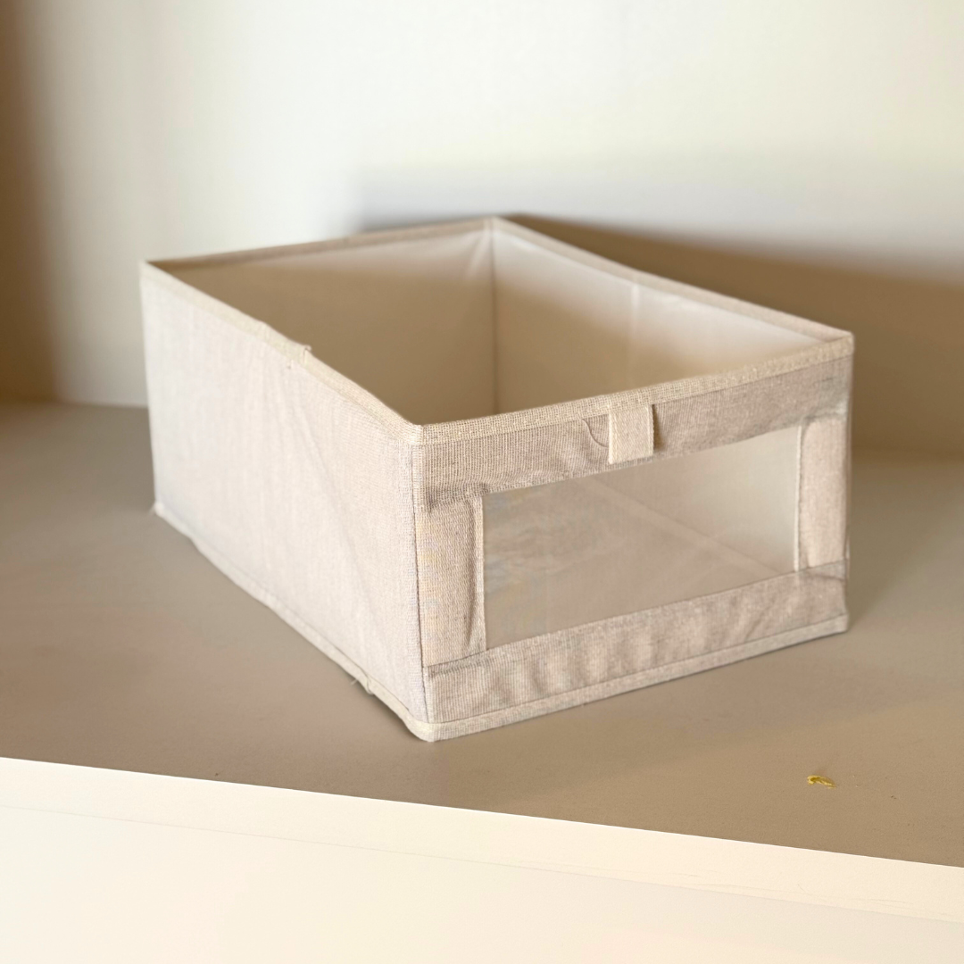 Panier de Rangement en Tissu avec Fenêtre Transparente