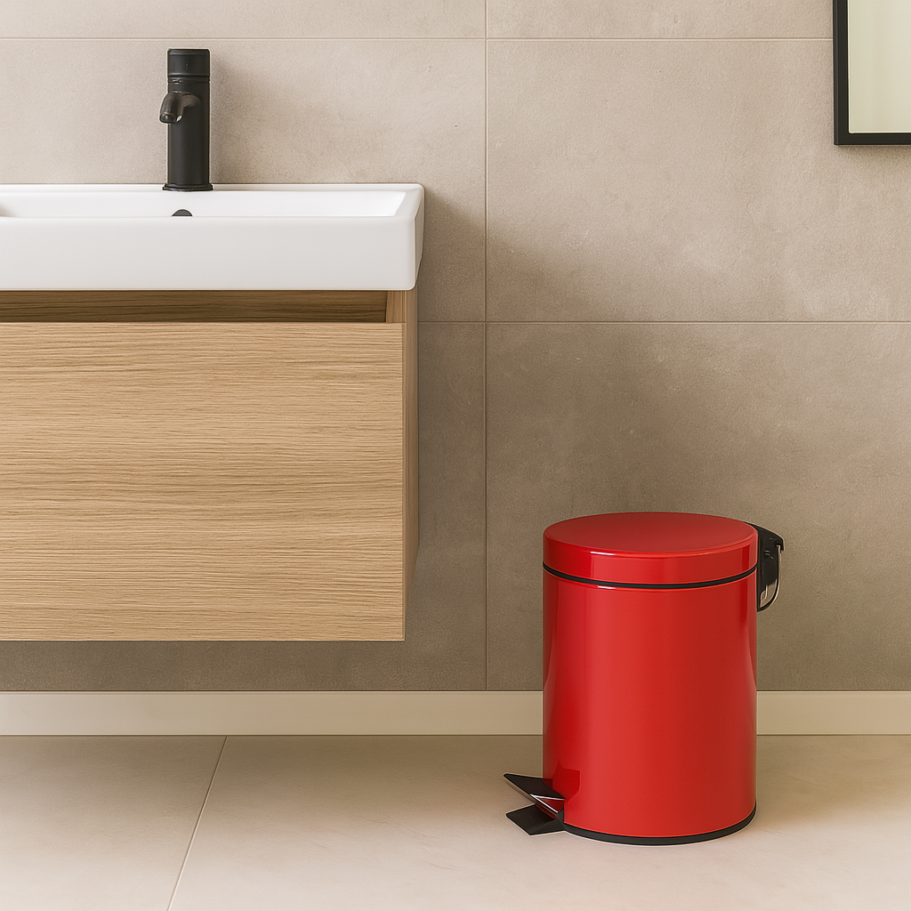 Poubelle à pédale rouge 3L