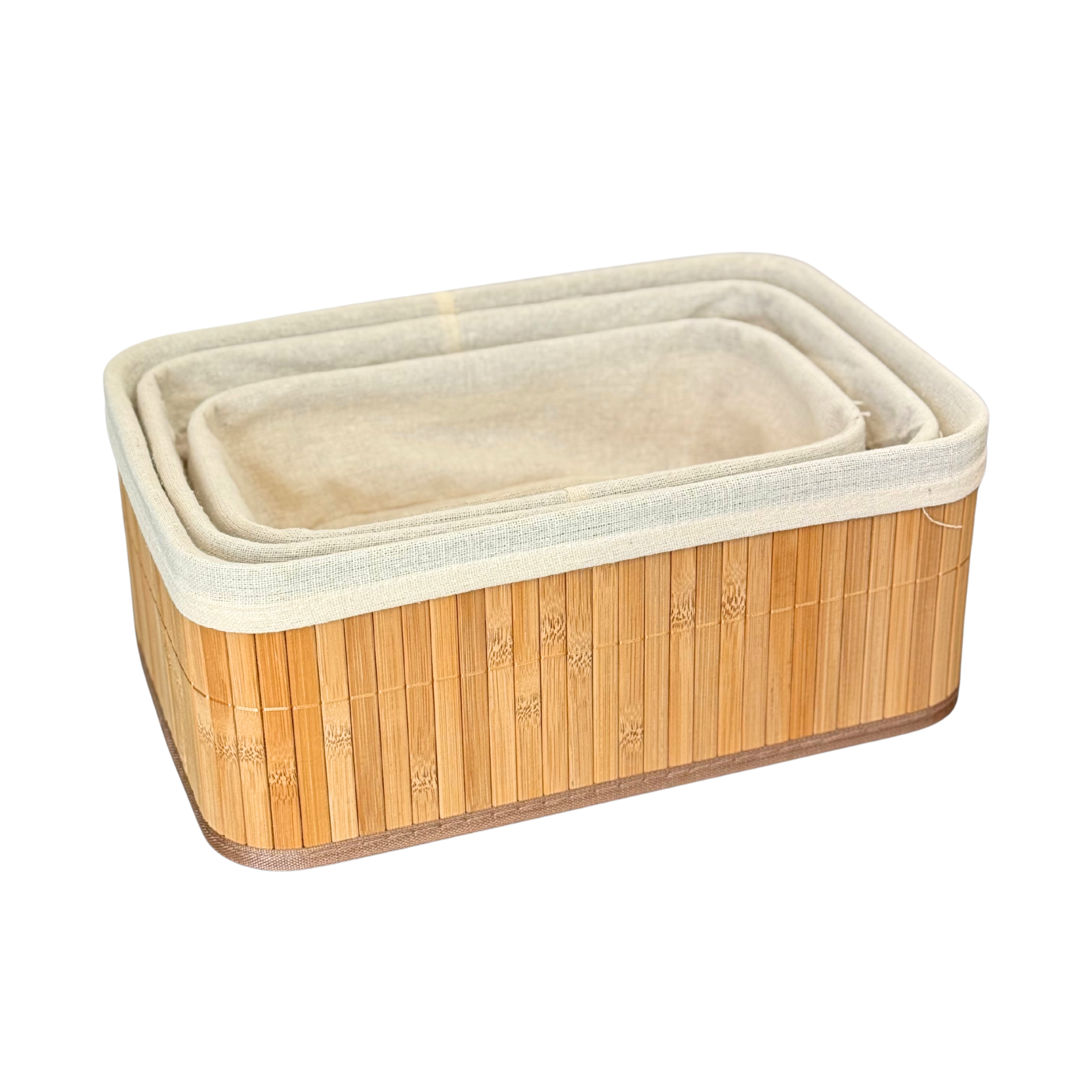 Ensemble de 3 Paniers de rangement en bambou