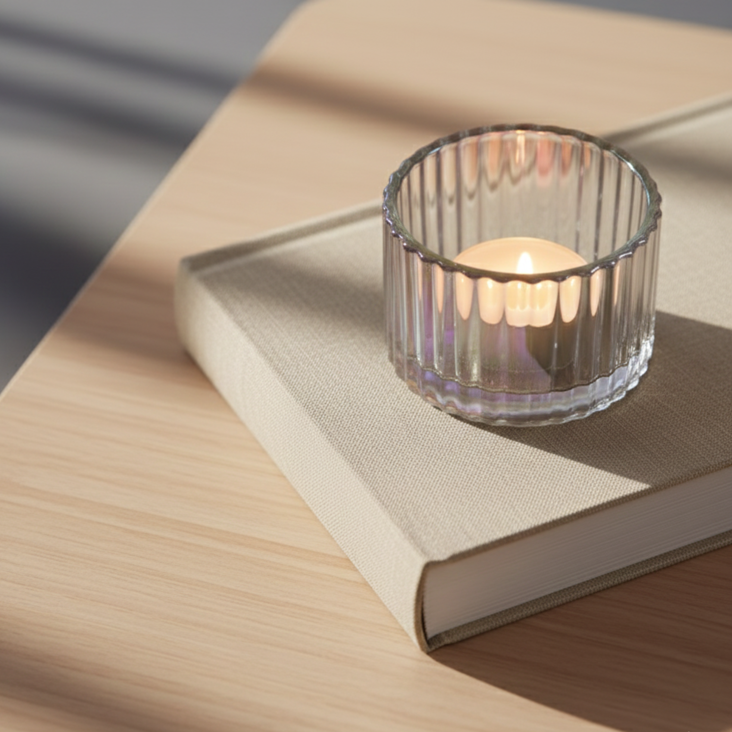 Bougeoir nacré en verre soufflé 7 cm