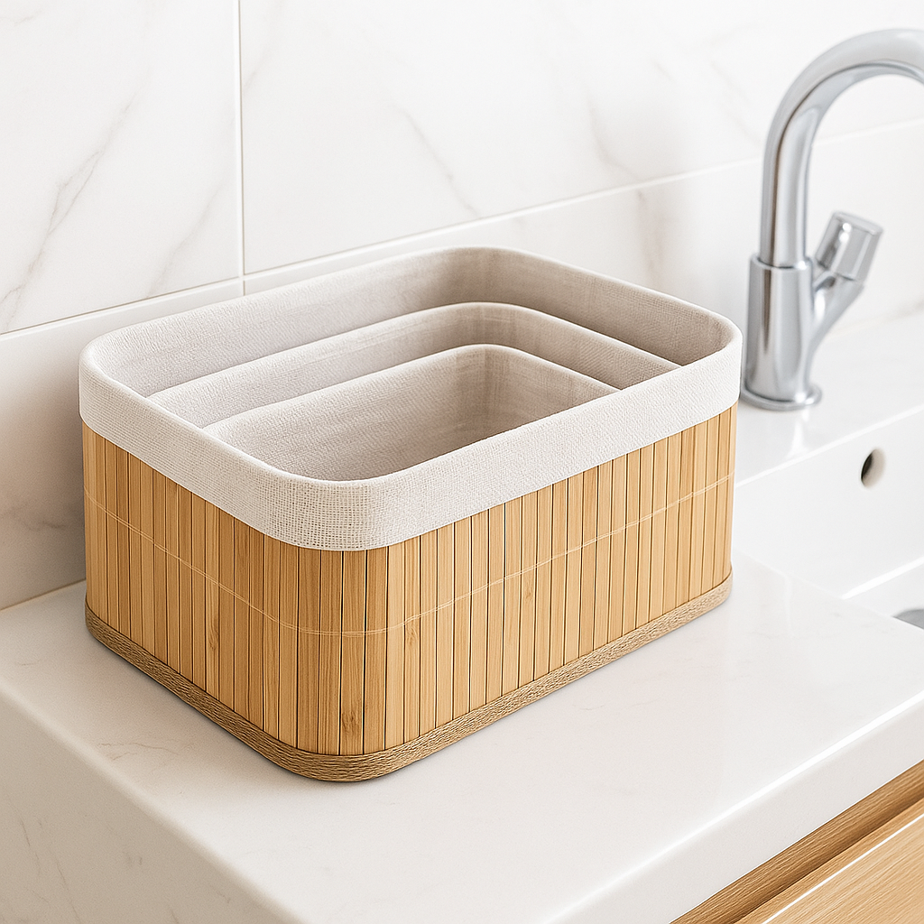 Ensemble de 3 Paniers de rangement en bambou