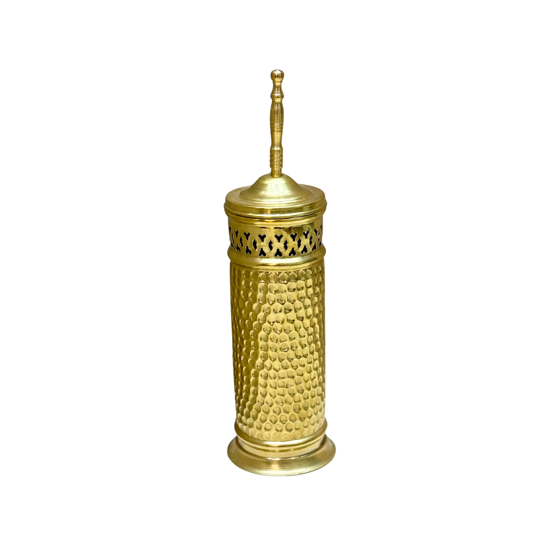 Porte brosse artisanale en laiton doré martelé
