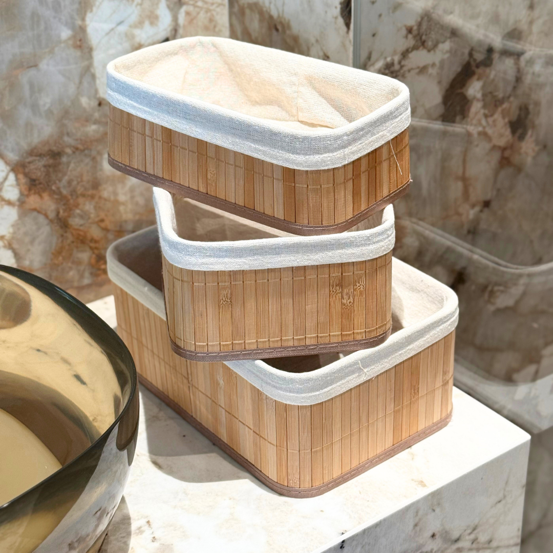 Ensemble de 3 Paniers de rangement en bambou