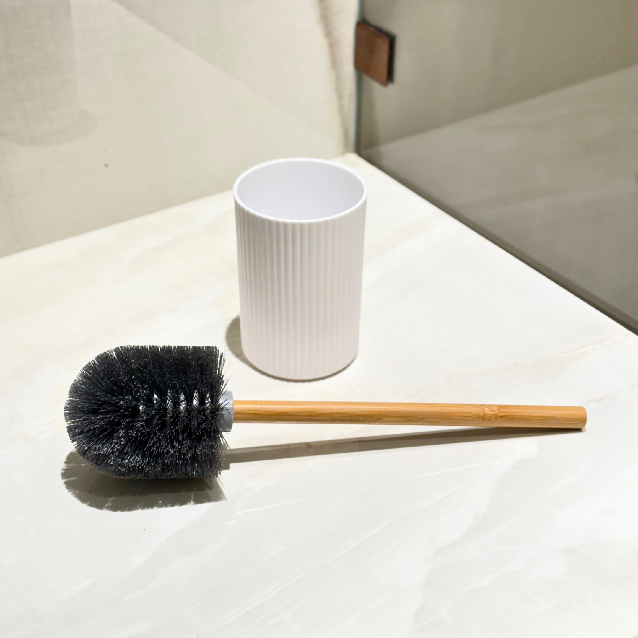 Ensemble accessoires de Salle de Bain 6 Pièces en plastique et bambou