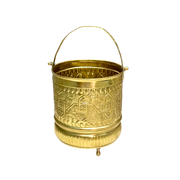 Seau hammam artisanal en laiton doré