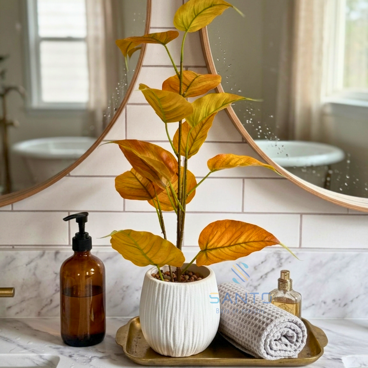 Plante artificielle Autumn Leaf avec Pot en plastique