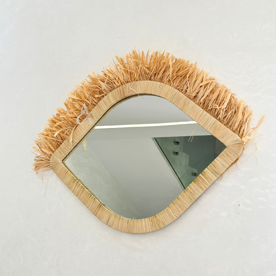 Miroir Oeil en raphia naturelle 60cm