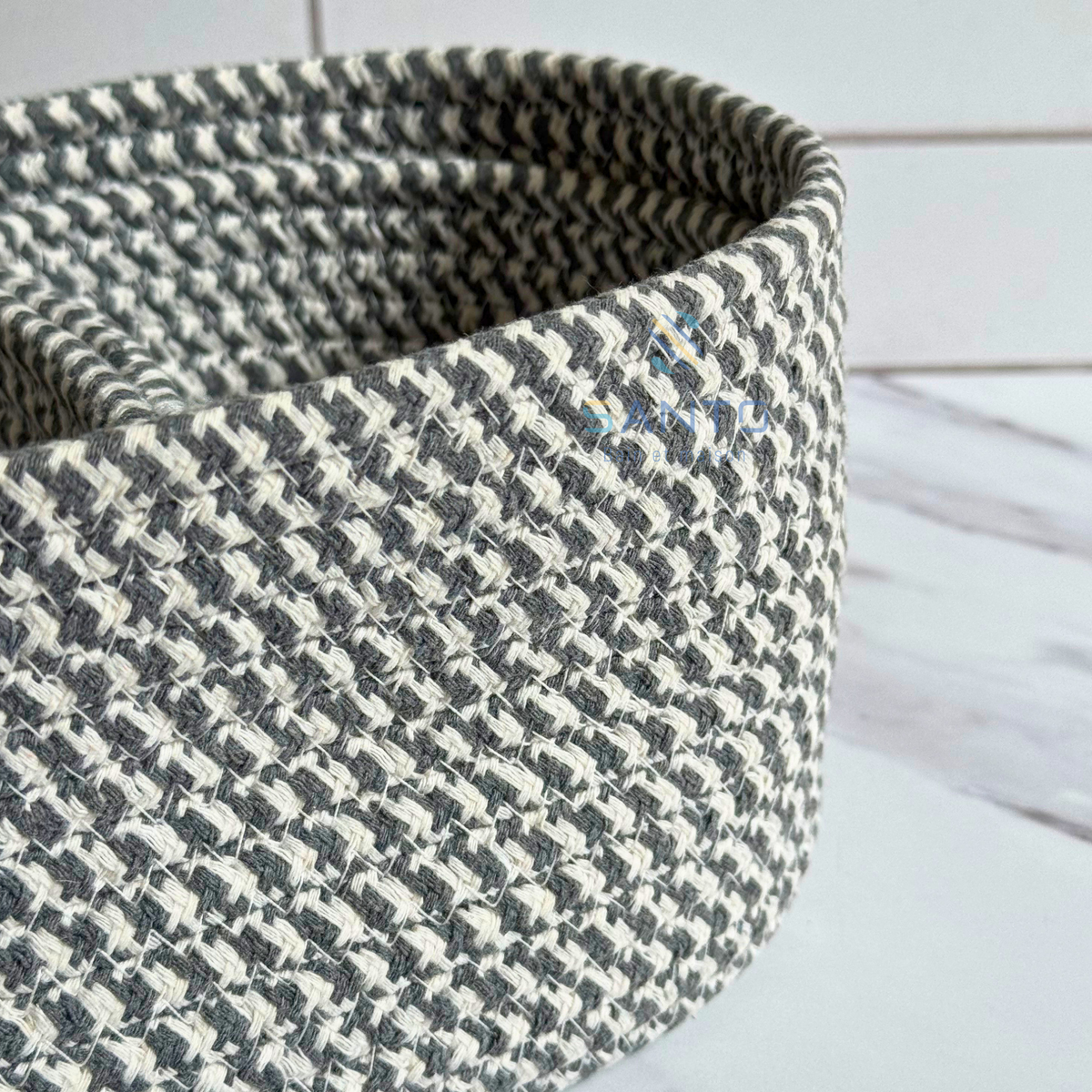 Set de 3 Paniers de Rangement Tressés Gris & Blanc