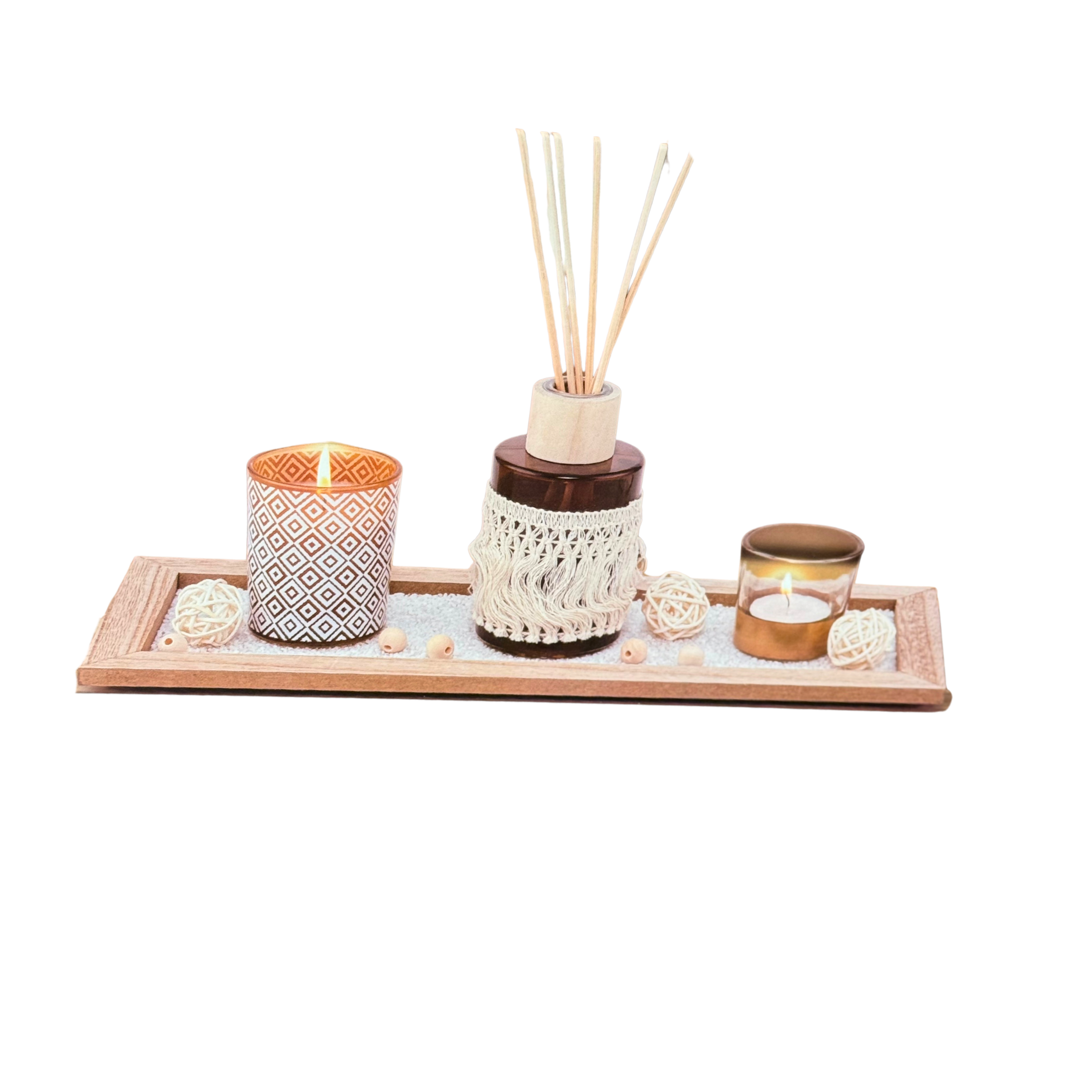 Coffret Cadeau Parfum d’Ambiance – Diffuseur, Bougies & Décorations bohèmes