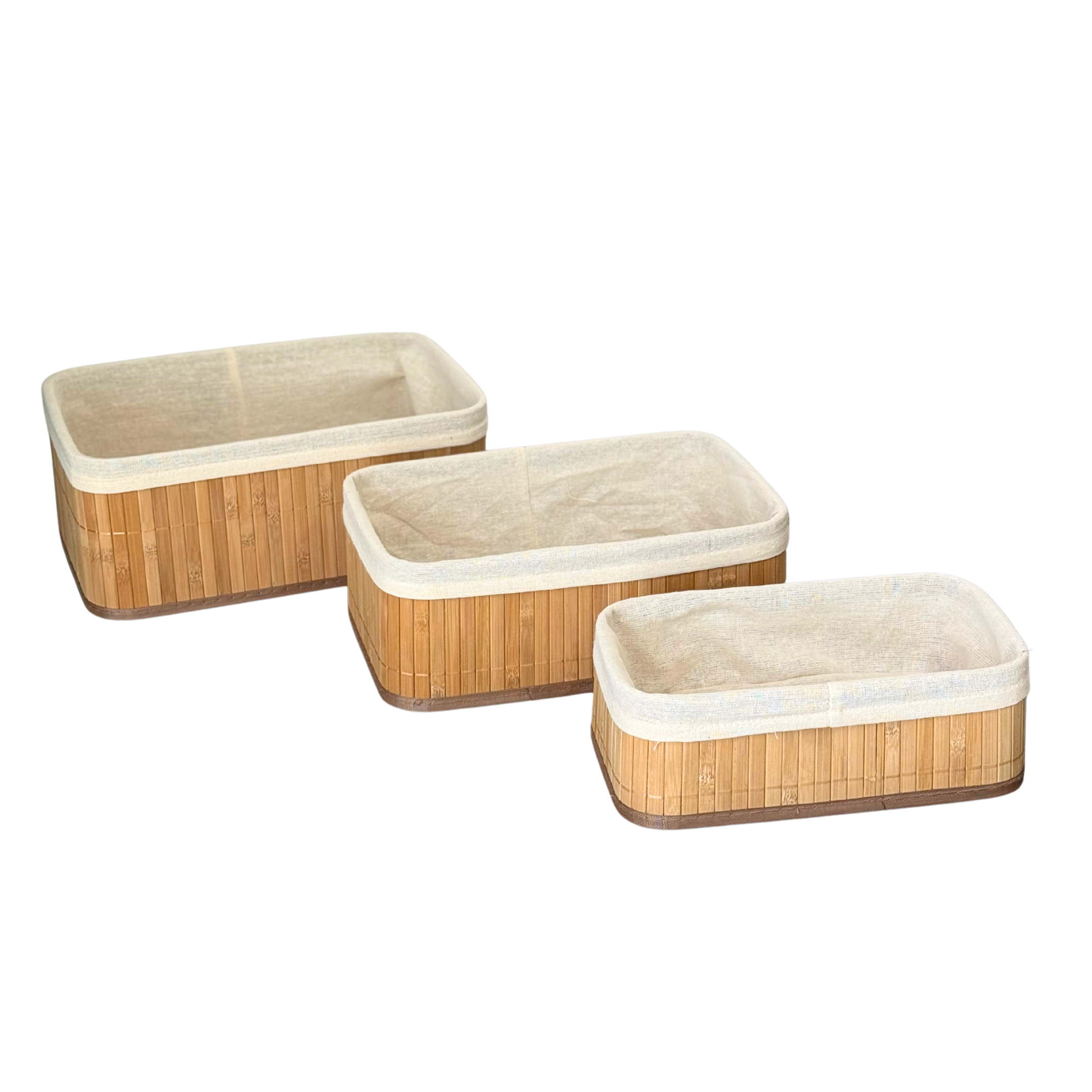 Ensemble de 3 Paniers de rangement en bambou