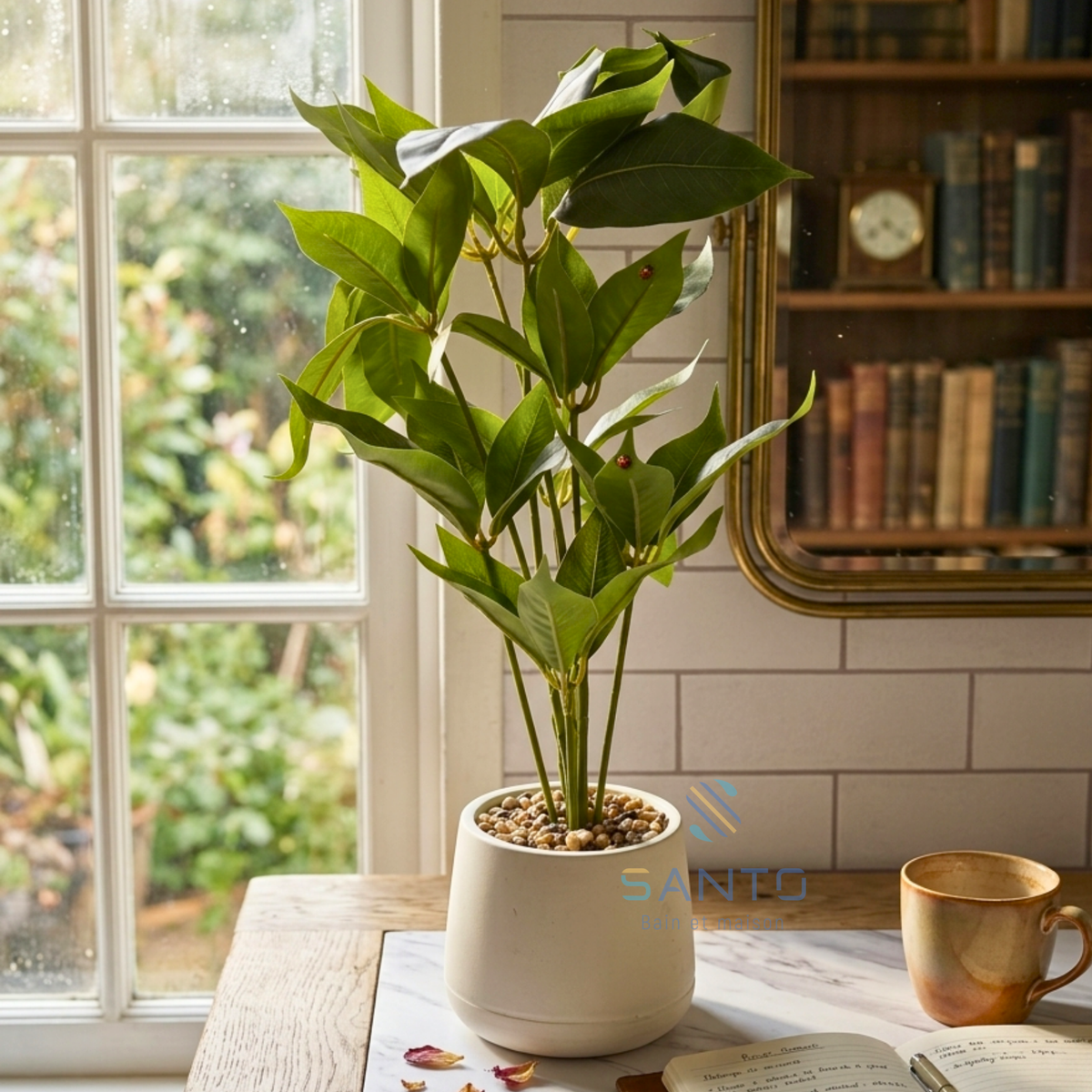 Plante Artificielle Ficus Green en Pot Décoratif en plastique