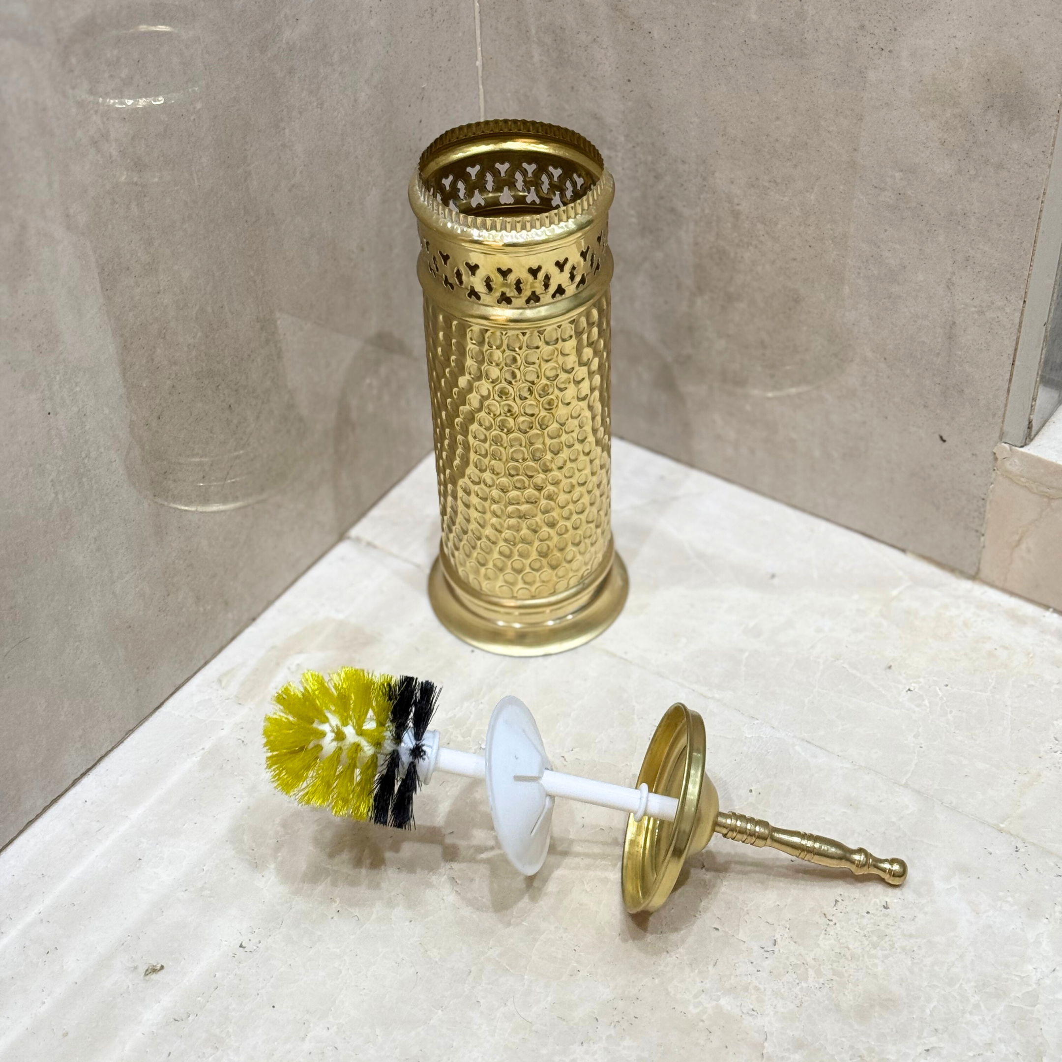 Porte brosse artisanale en laiton doré martelé