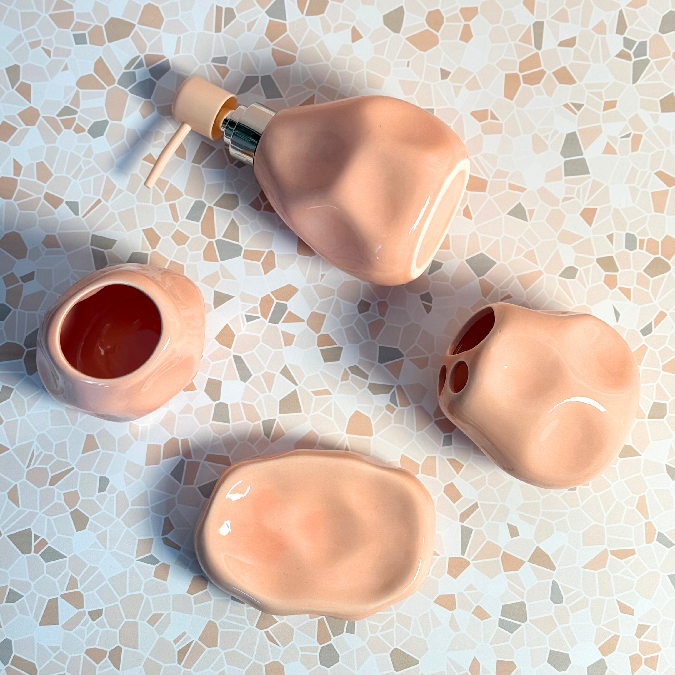 Set accessoires de salle de bain 4 pièces en céramique