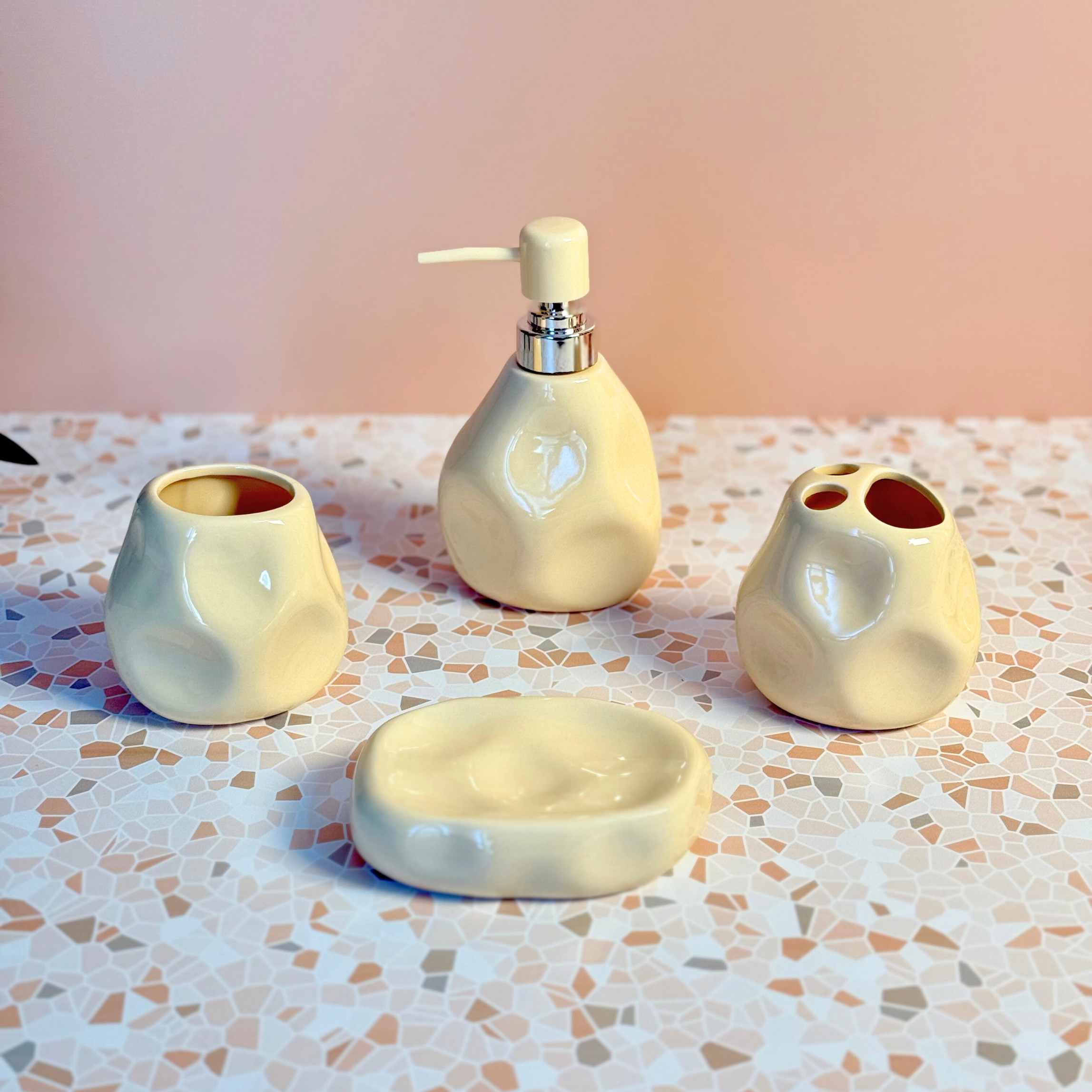 Set accessoires de salle de bain 4 pièces en céramique