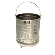 Seau hammam artisanal en laiton argenté
