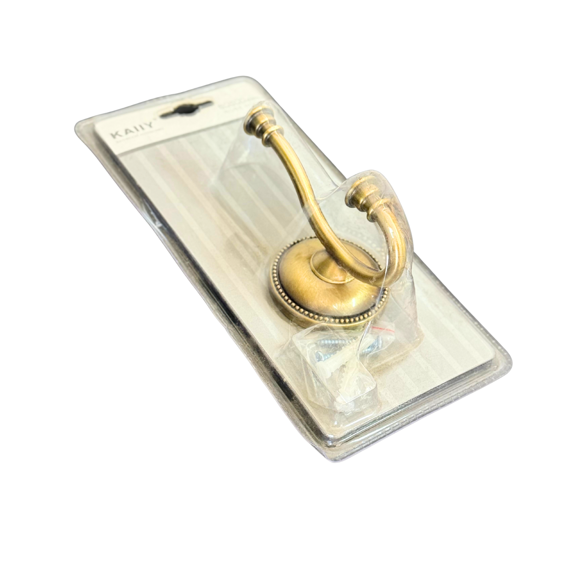 Crochet Mural Double en Bronze Vieilli – Style Hammam & Rétro Chic