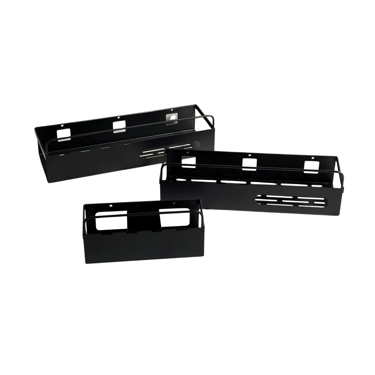 Etagère murale pour salle de bain en métal noir 3pcs