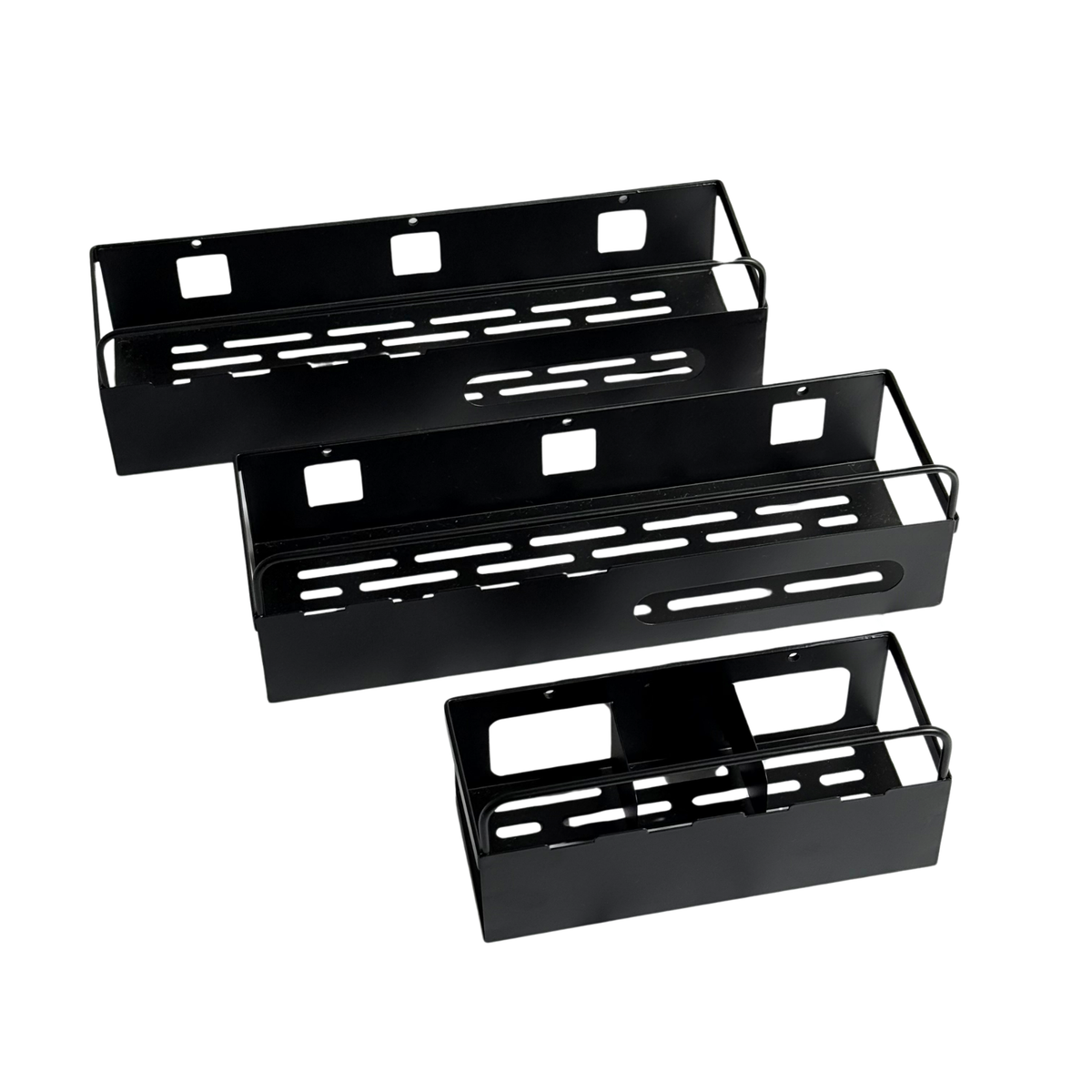 Etagère murale pour salle de bain en métal noir 3pcs