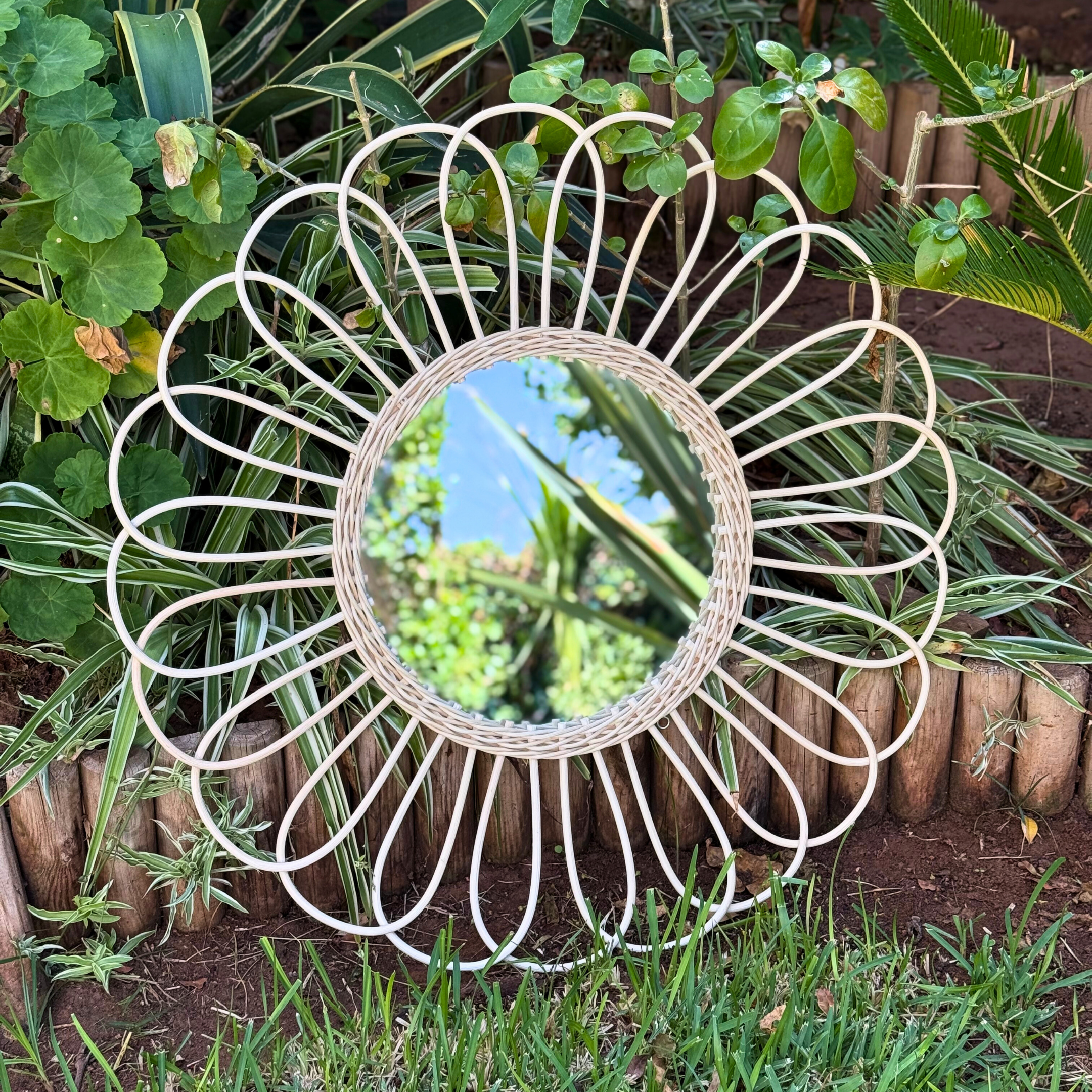 Miroir Rosace en rotin naturel 60cm