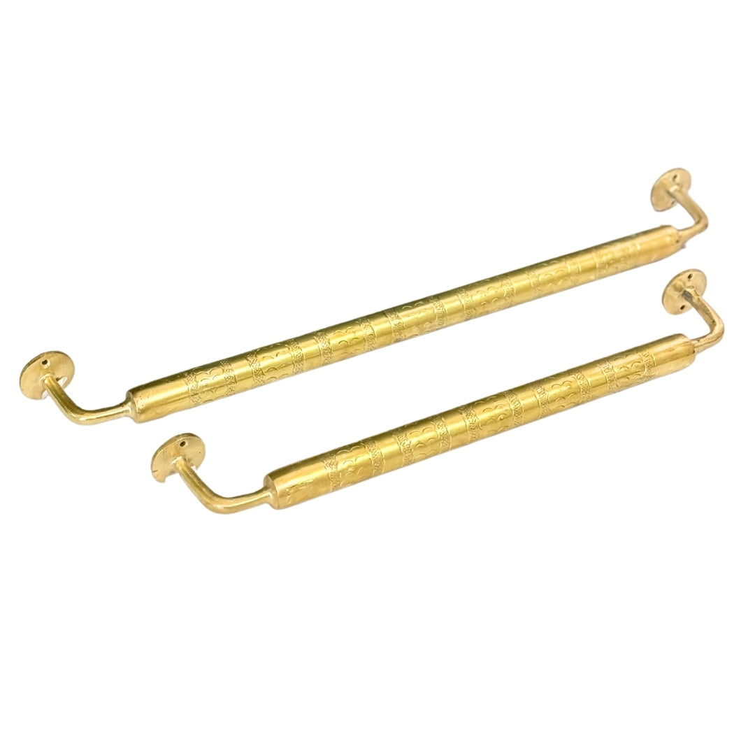 Barre Porte Serviettes artisanale en laiton doré gravé Grande