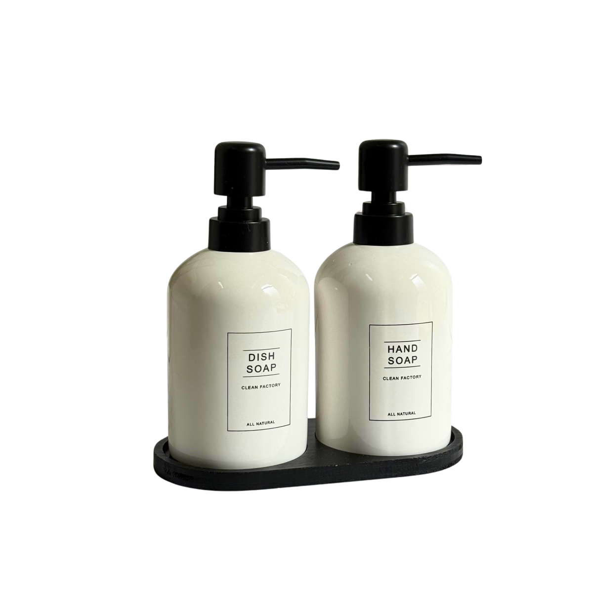 Set 2 distributeurs à savon avec support