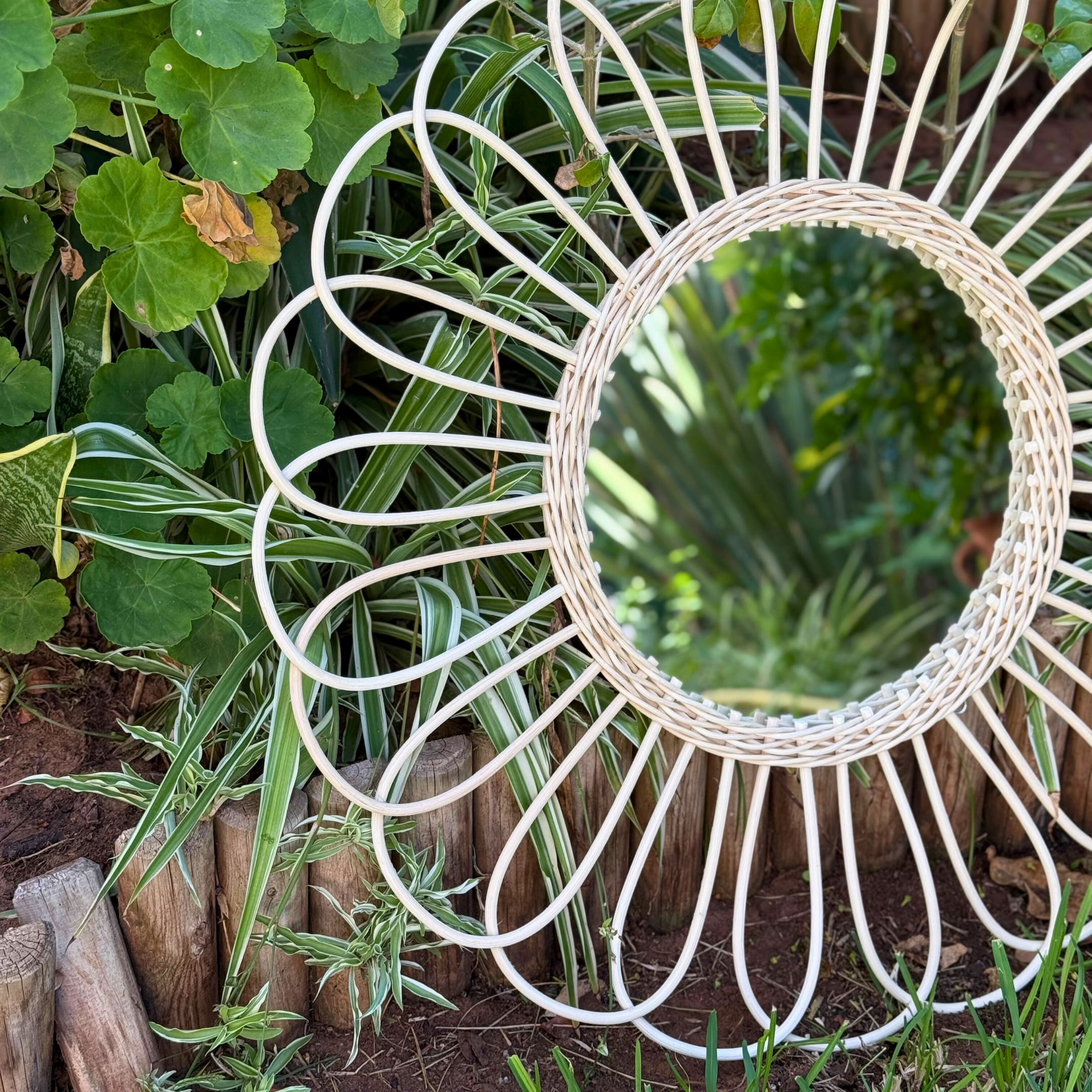 Miroir Rosace en rotin naturel 60cm