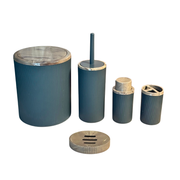 Set accessoires de salle de bain 5 pièces gris | Plastique et effet marbre
