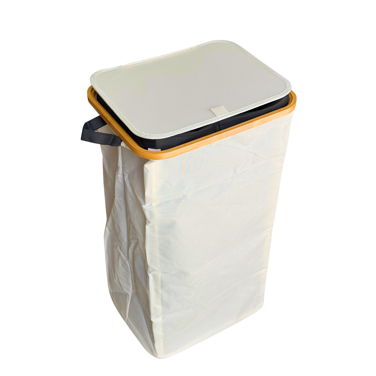 Panier à linge en tissu et bois carré