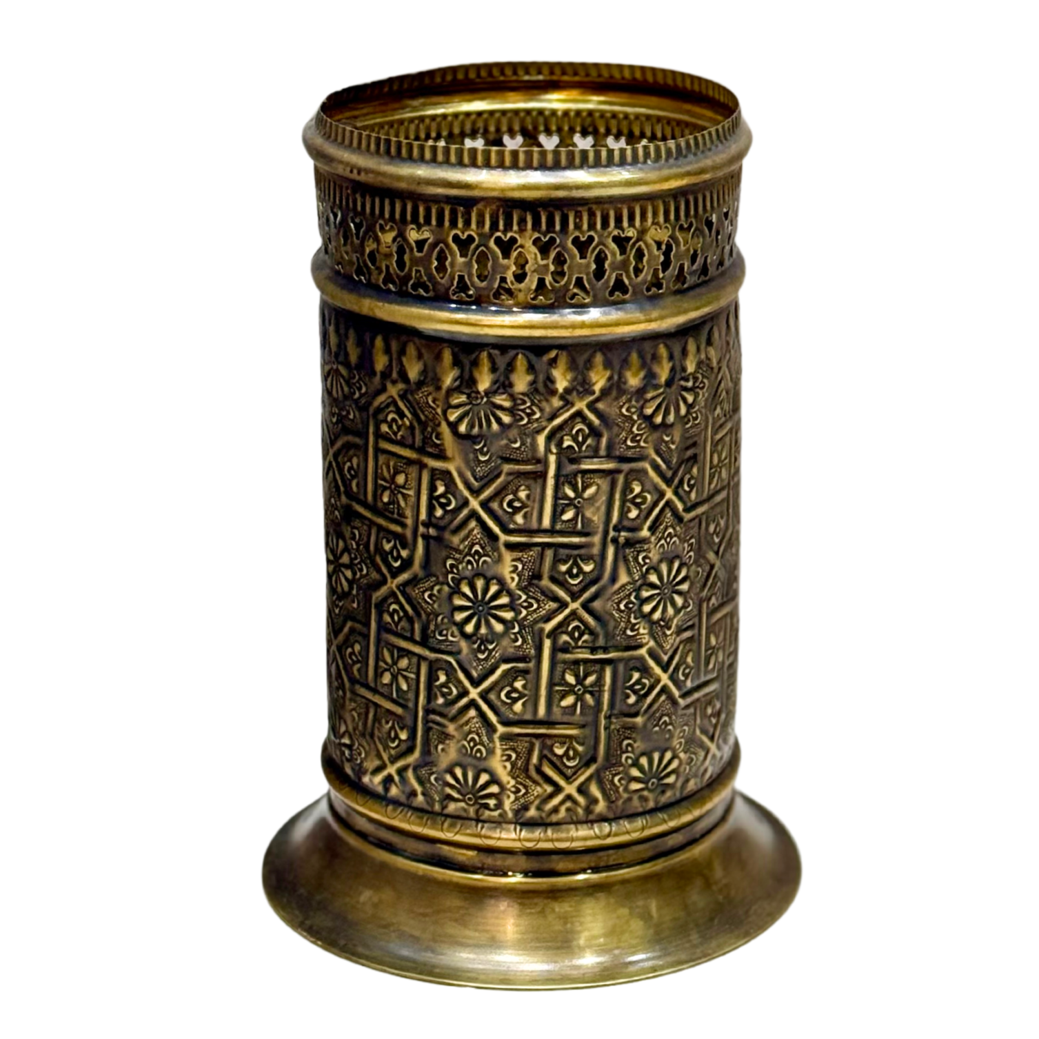 Corbeille artisanale en laiton doré vieilli