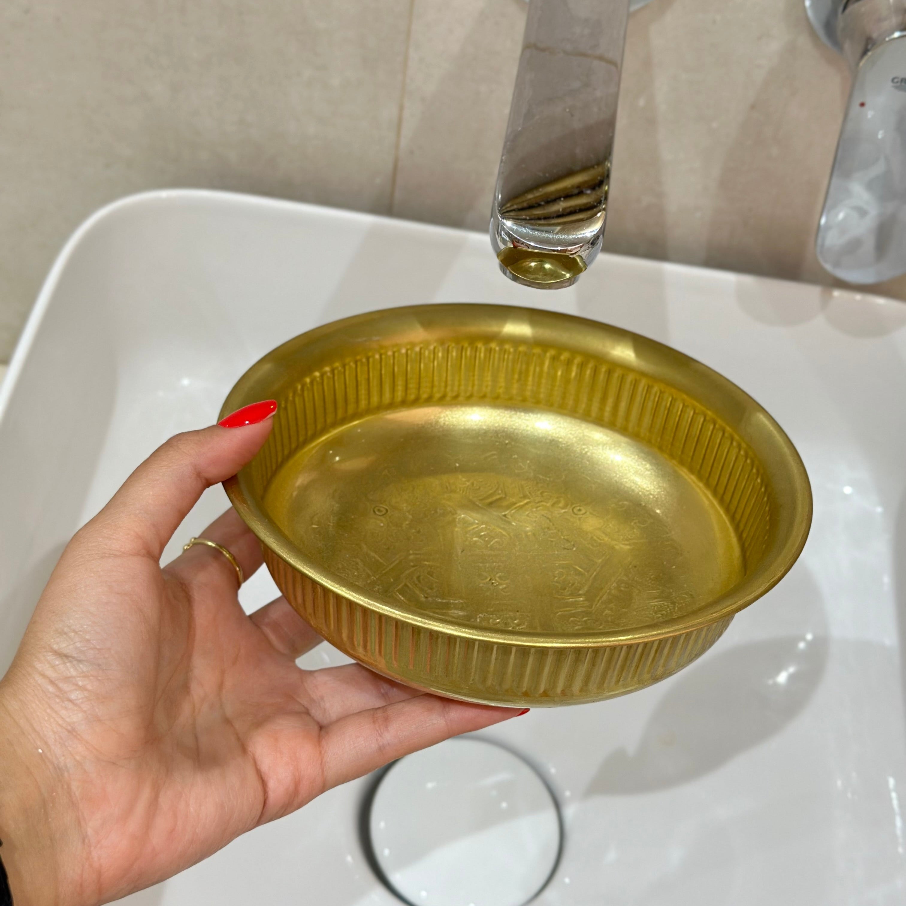 Tassa Hammam dorée en cuivre 17cm - Ajbir