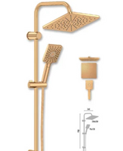 Kit de douche doré – Colonne Murale, Douchette et Pomme Haute