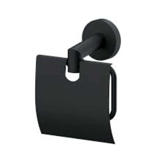 Porte-papier toilette mural noir mat avec cache – REMER