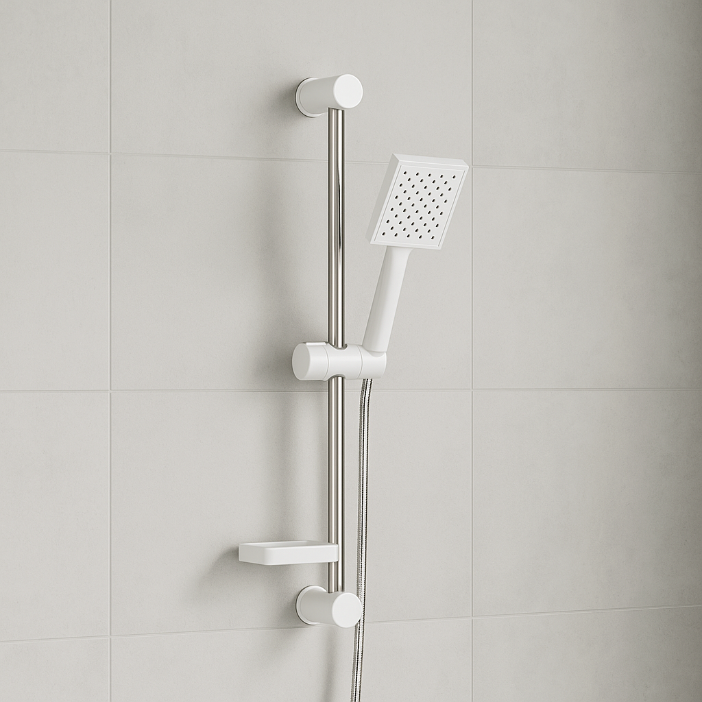 Kit de douche avec barre blanc