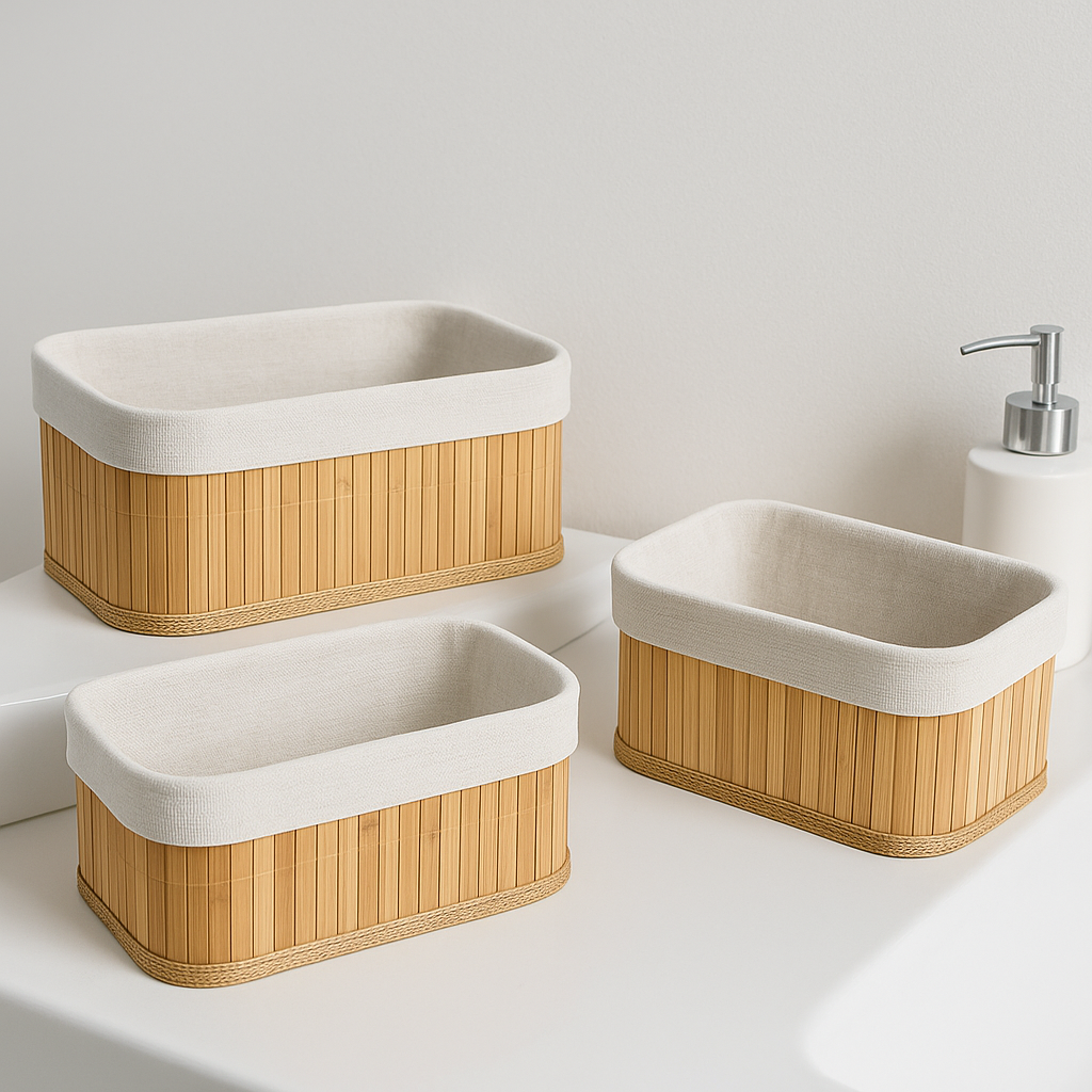Ensemble de 3 Paniers de rangement en bambou
