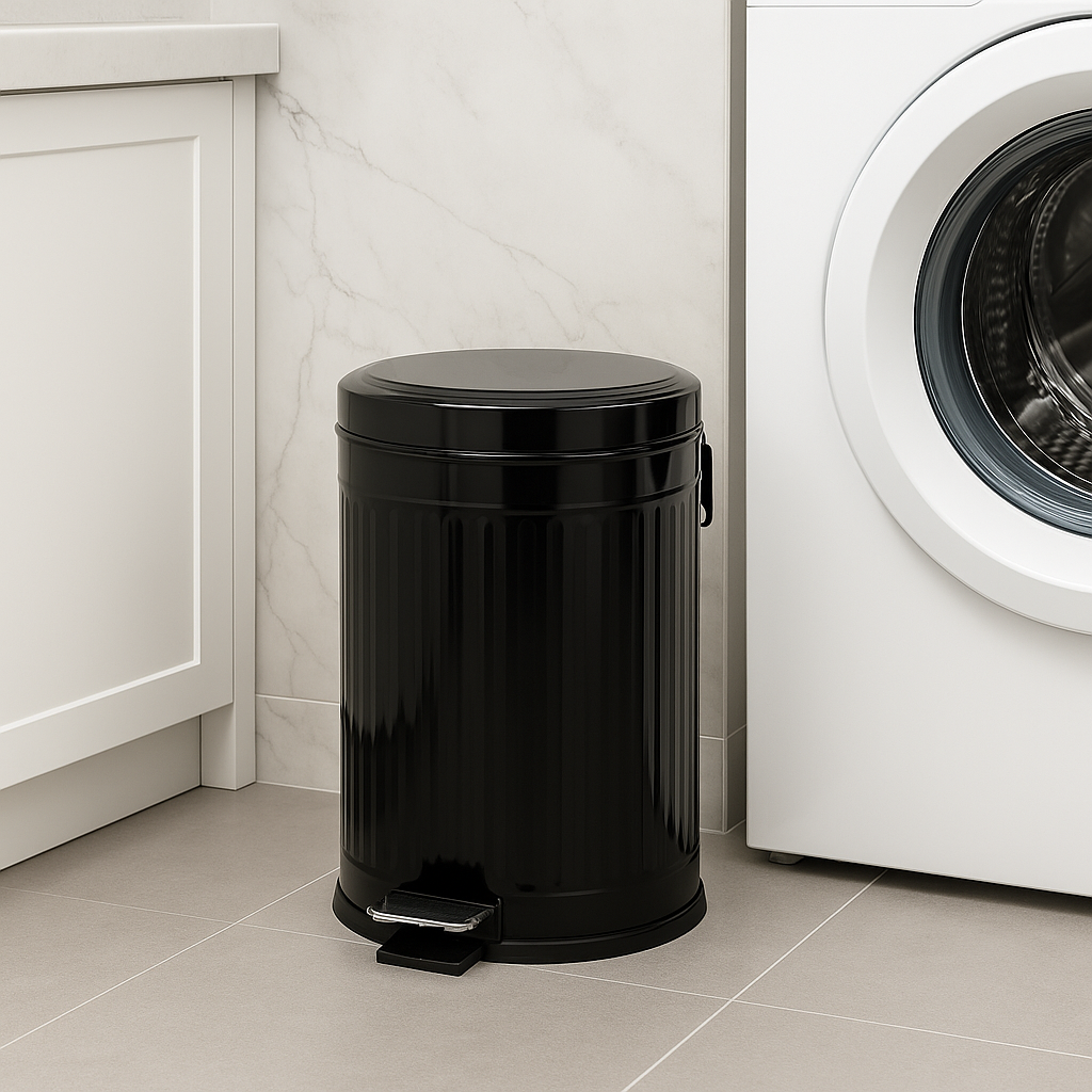 Poubelle à pédale vintage noir 5L