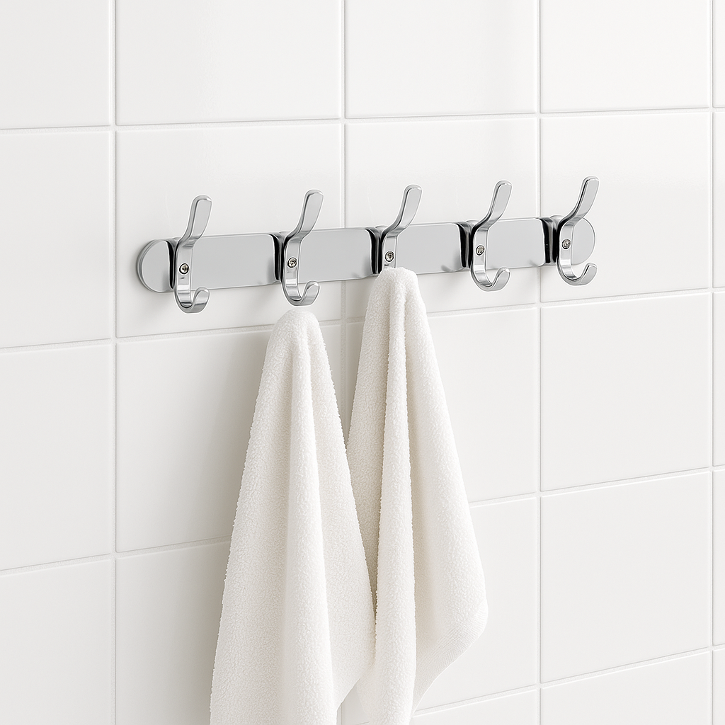 Porte-patère mural 5 crochets acier inoxydable
