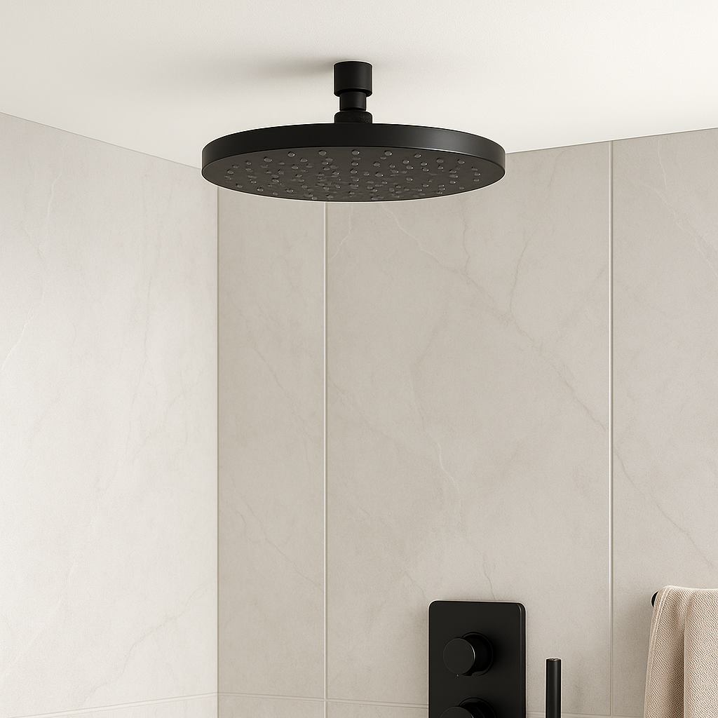 Pomme de douche ronde noire