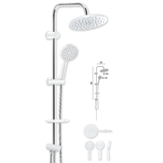 Kit de Douche Blanc & Chrome – Colonne Murale avec Pomme Ronde