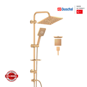 Kit de douche doré – Colonne Murale, Douchette et Pomme Haute