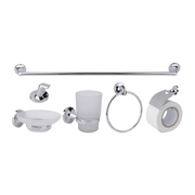 Ensemble accessoires salle de bain rond chromé 6pcs
