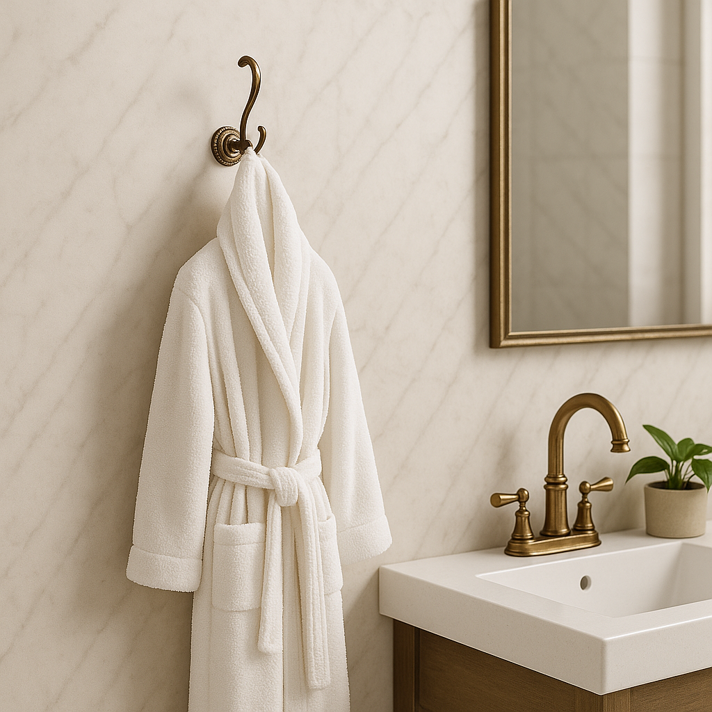 Crochet Mural Double en Bronze Vieilli – Style Hammam & Rétro Chic