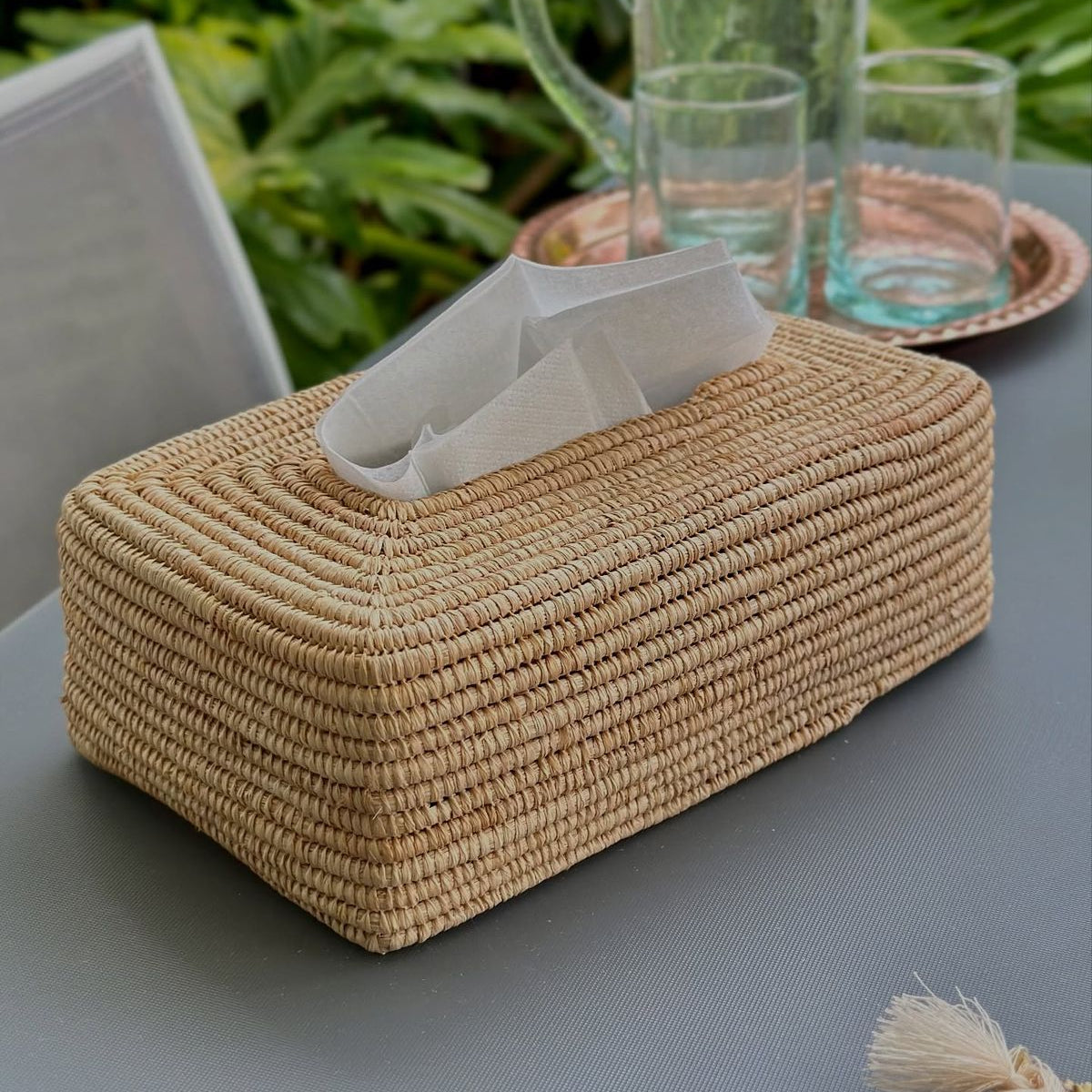 Boîte à mouchoirs en raphia - sans base