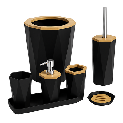 Ensemble D'accessoires de Salle de Bain de 7 Pièces Avec Poubelle