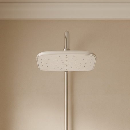 Pomme de Douche Blanche Carrée à Bords Arrondis