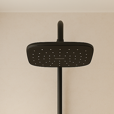 Pomme de Douche noire Carrée à Bords Arrondis