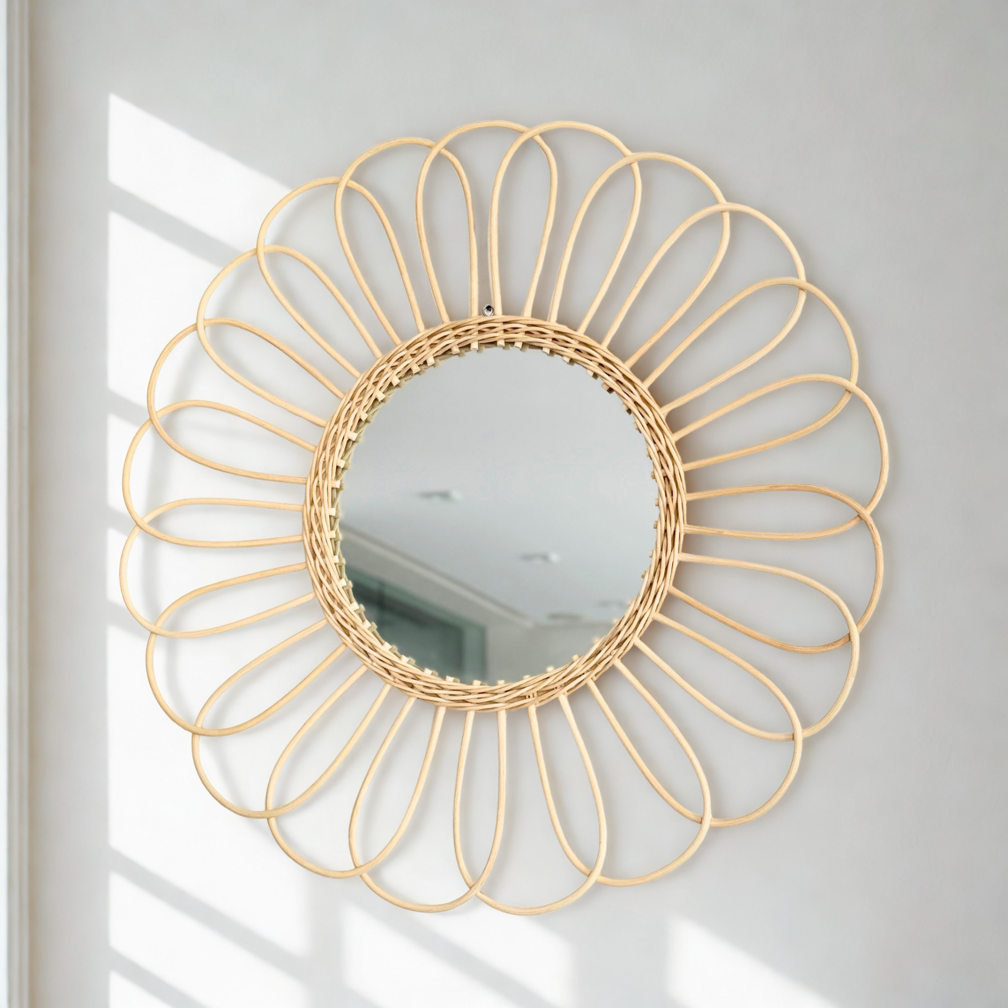 Miroir Rosace en rotin naturel 60cm