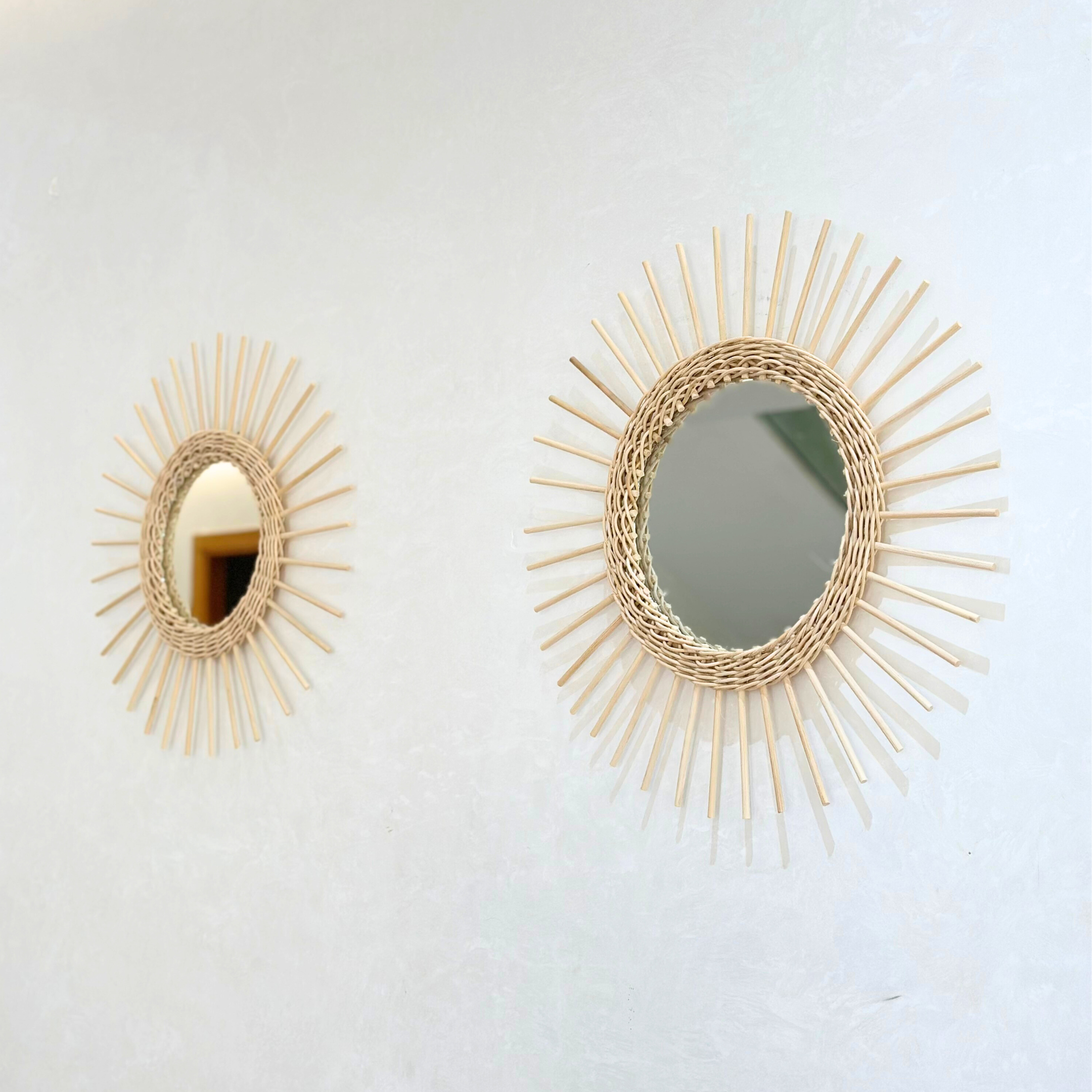 Miroir Rayon en rotin naturel 47cm