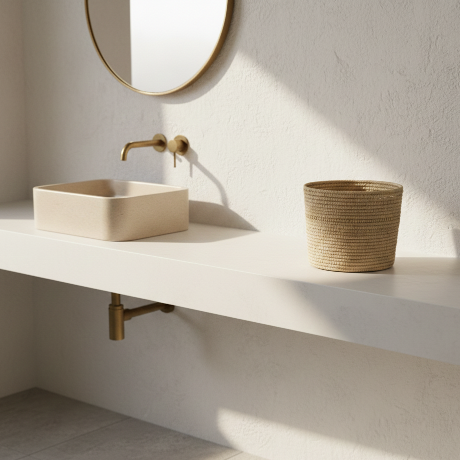 Panier rond simple en raphia naturelle