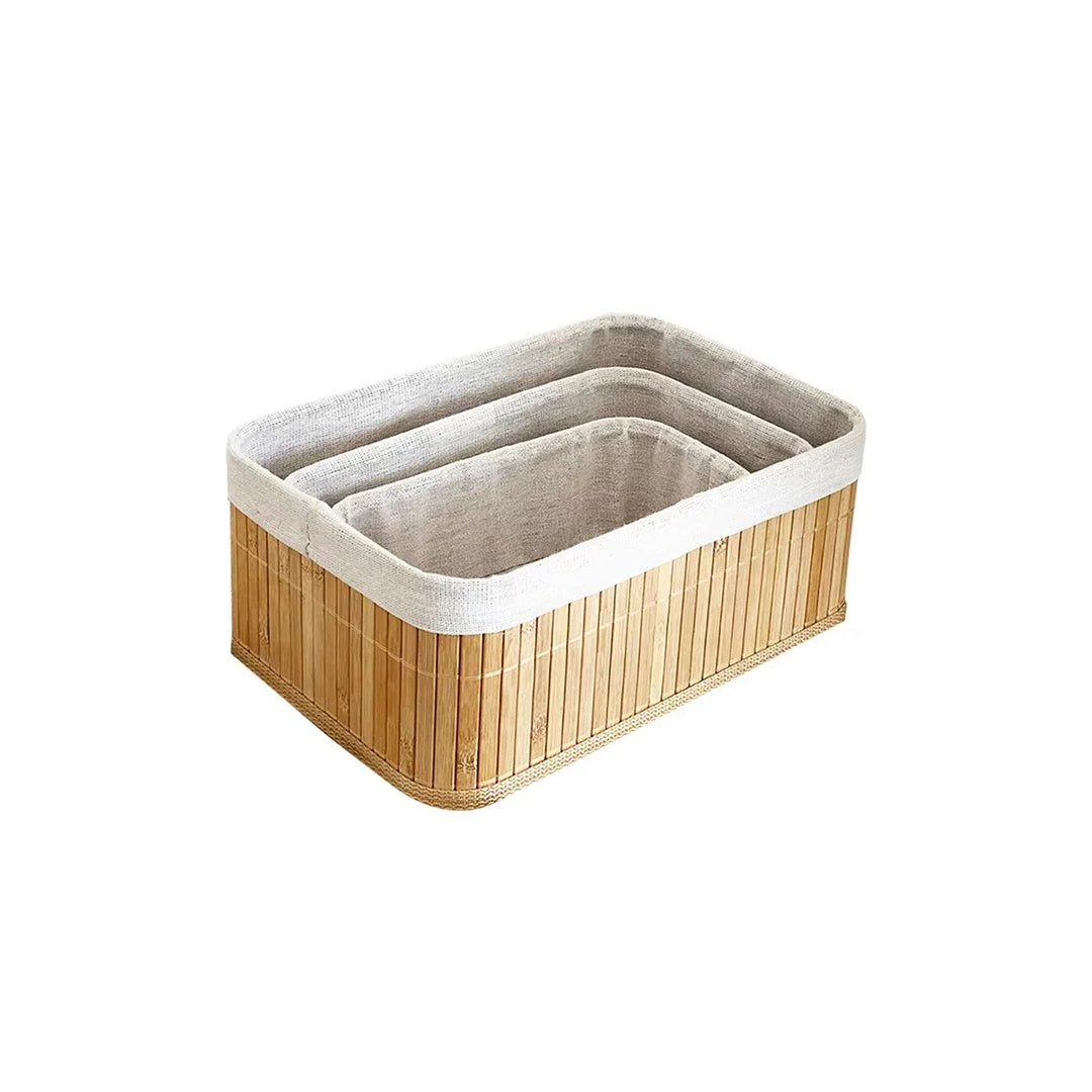 Ensemble de 3 Paniers de rangement en bambou